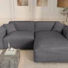 Modernes Ecksofa SIGNATUR 260cm anthrazit Cord beidseitig stellbar inkl. Kissen