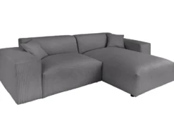 Modernes Ecksofa SIGNATUR 260cm anthrazit Cord beidseitig stellbar inkl. Kissen