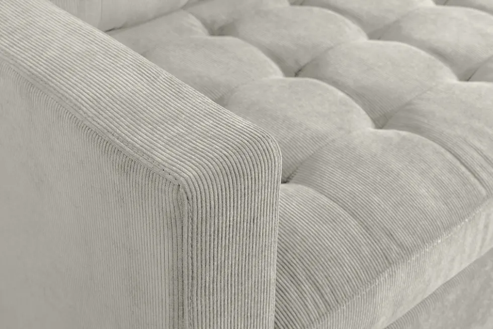 Modernes Ecksofa STOCKHOLM 220cm hellgrau Cordstoff Federkern 3-Sitzer-Sofa