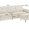 Modernes Ecksofa STOCKHOLM 220cm grau cozy Veloursstrickstoff Federkern 3-Sitzer-Sofa