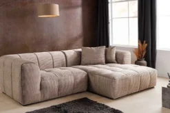 Modernes Ecksofa ZERO GRAVITY 240cm greige Cord 3-Sitzer Couch L-Form