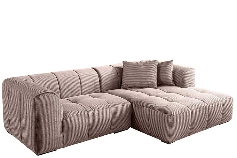 Modernes Ecksofa ZERO GRAVITY 240cm greige Cord 3-Sitzer Couch L-Form