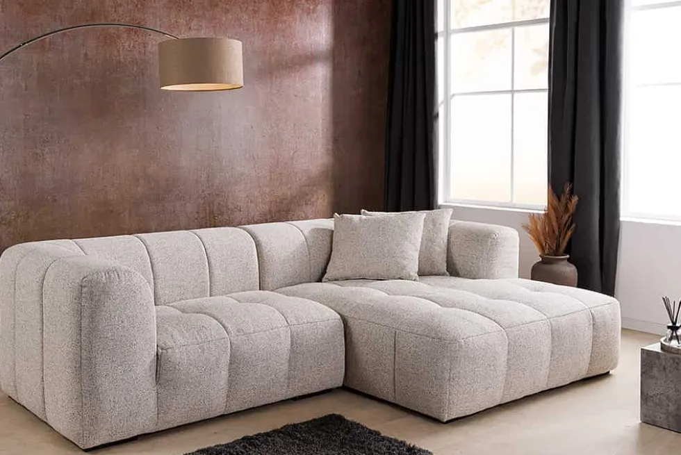 Modernes Ecksofa ZERO GRAVITY 240cm graphit beige Strukturstoff 3-Sitzer Couch