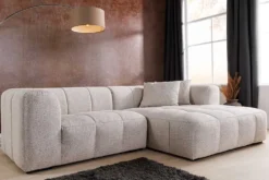 Modernes Ecksofa ZERO GRAVITY 240cm graphit beige Strukturstoff 3-Sitzer Couch