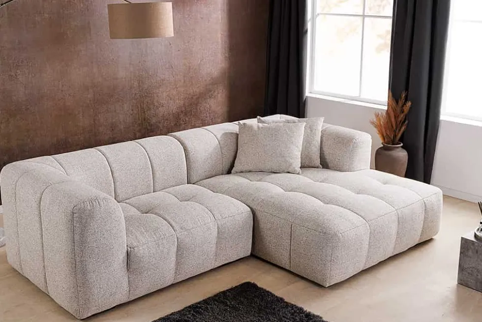 Modernes Ecksofa ZERO GRAVITY 240cm graphit beige Strukturstoff 3-Sitzer Couch