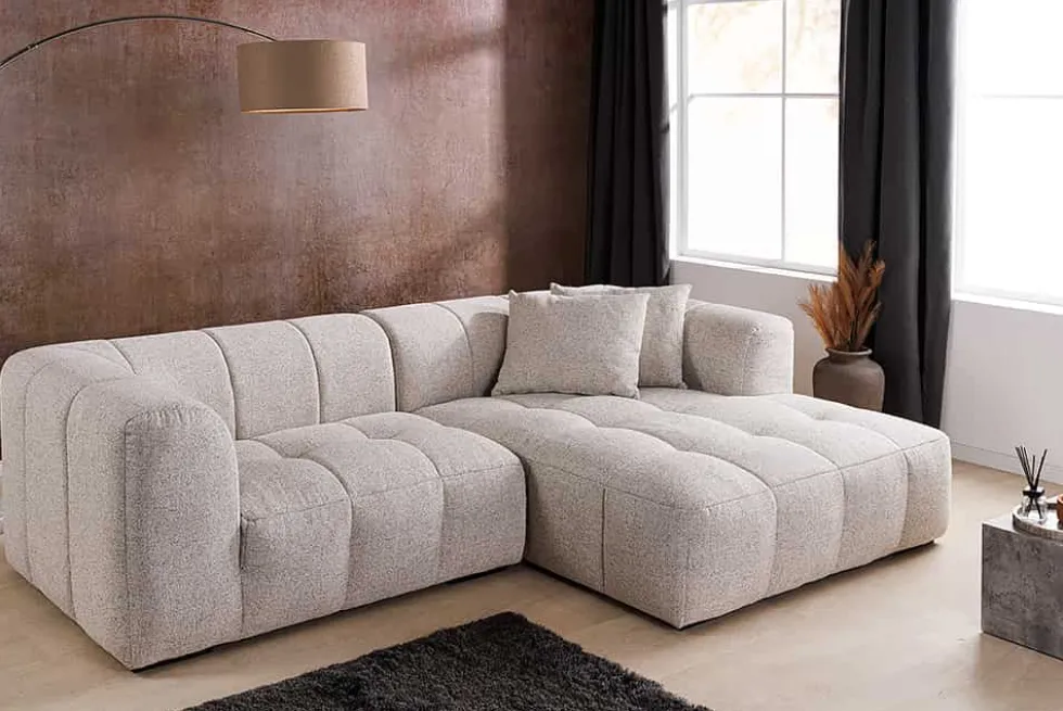 Modernes Ecksofa ZERO GRAVITY 240cm graphit beige Strukturstoff 3-Sitzer Couch