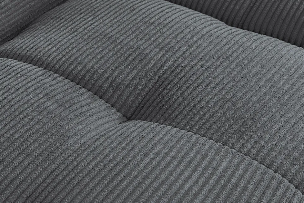 Modernes Ecksofa ZERO GRAVITY 240cm dunkelgrau Cord 3-Sitzer Couch L-Form