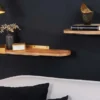 Modernes 2er Set Wandregal PURE NATURE 60cm gold Mangoholz massiv Metall handmade