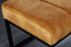 Moderne Sitzbank PETIT BEAUTÉ 110cm senfgelb Samt schwarzes Metallgestell