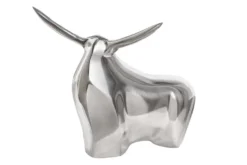 Moderne Skulptur BIG BULL silber Aluminium Dekoration Stierfigur Briefbeschwerer