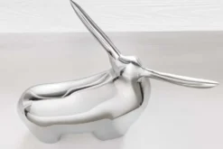 Moderne Skulptur BIG BULL silber Aluminium Dekoration Stierfigur Briefbeschwerer