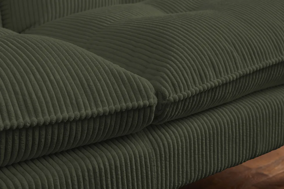 Modernes Schlafsofa COCOONING 190cm grün Cord 3-Sitzer Couch