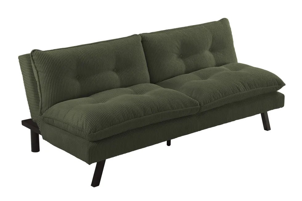 Modernes Schlafsofa COCOONING 190cm grün Cord 3-Sitzer Couch
