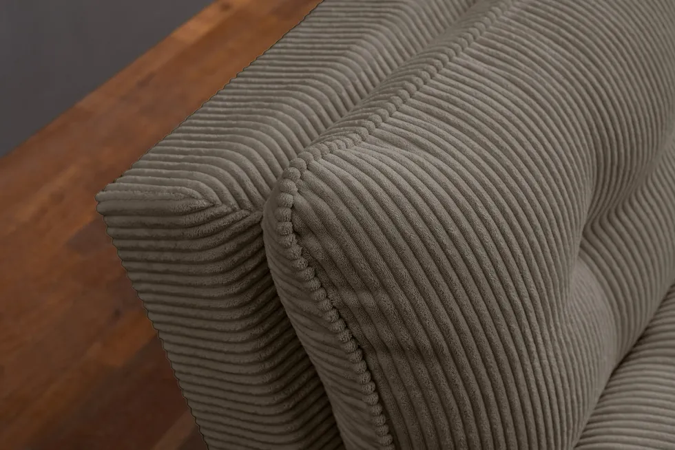 Modernes Schlafsofa COCOONING 190cm greige Cord 3-Sitzer Couch