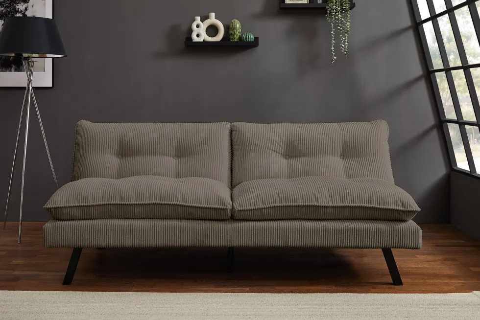 Modernes Schlafsofa COCOONING 190cm greige Cord 3-Sitzer Couch