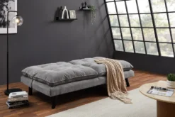 Modernes Schlafsofa COCOONING 190cm grau Chenillestoff 3-Sitzer Couch