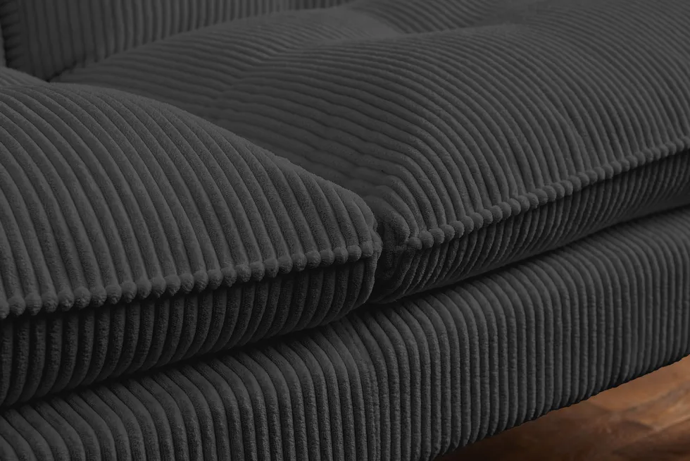 Modernes Schlafsofa COCOONING 190cm grau Cord 3-Sitzer Couch
