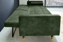 Modernes Schlafsofa COUTURE 200cm grün Microvelours 3-Sitzer Couch mit Schlaffunktion
