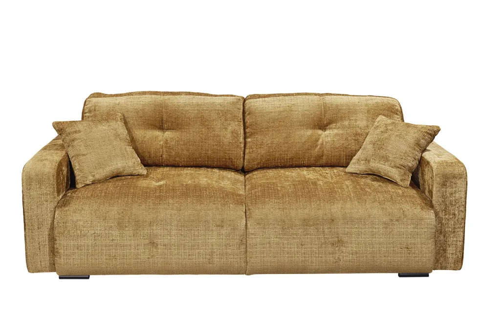 Modernes Schlafsofa DIAMOND 235cm senfgelb Chenille Cremona mit Stauraum 3-Sitzer Couch