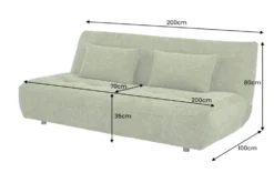 Modernes Schlafsofa ELYPSE 200cm grün Chenille 3-Sitzer Couch inkl. Kissen