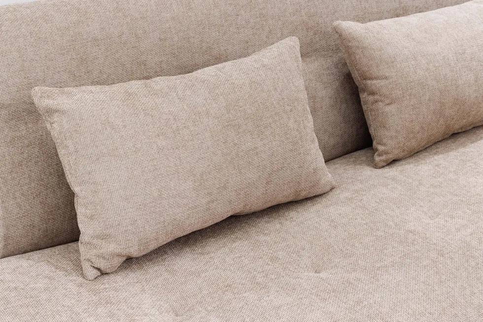 Modernes Schlafsofa ELYPSE 200cm greige Chenille 3-Sitzer Couch inkl. Kissen