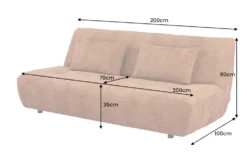 Modernes Schlafsofa ELYPSE 200cm rostbraun Chenillestoff 3-Sitzer Couch inkl. Kissen