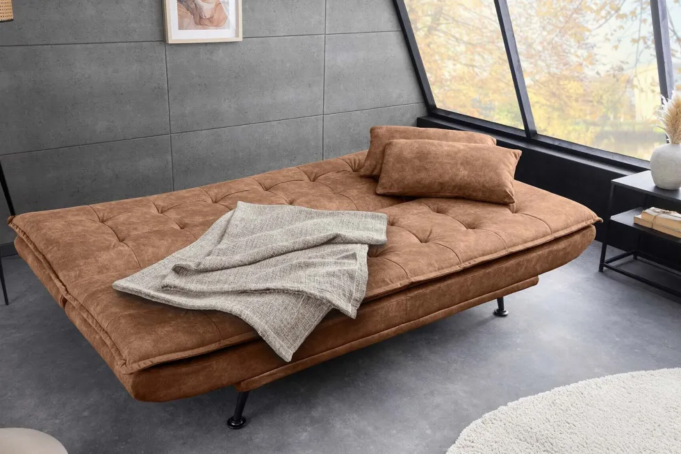 Modernes Schlafsofa JAZZ 190cm antik braun Microfaser 3-Sitzer Couch