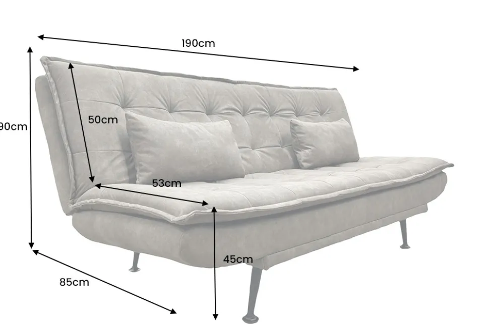 Modernes Schlafsofa JAZZ 190cm antik taupe Microfaser 3-Sitzer Couch