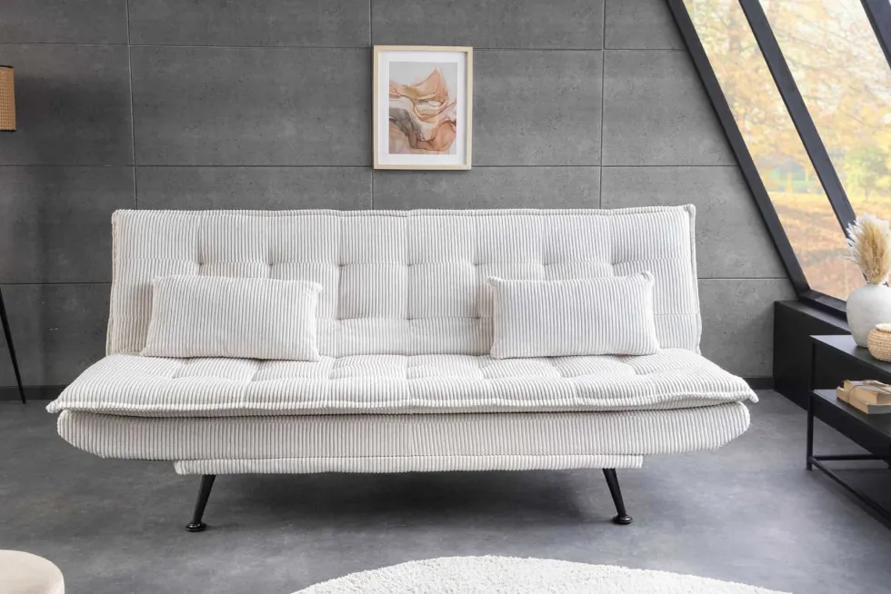 Modernes Schlafsofa JAZZ 190cm beige Cord 3-Sitzer Couch