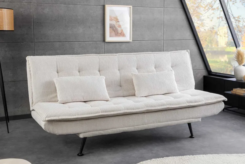 Modernes Schlafsofa JAZZ 190cm beige Cord 3-Sitzer Couch
