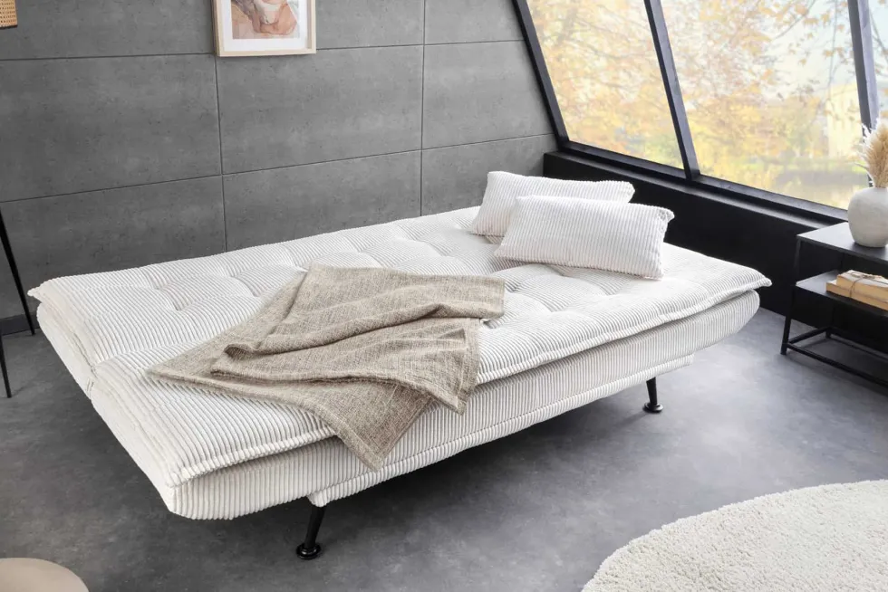 Modernes Schlafsofa JAZZ 190cm beige Cord 3-Sitzer Couch