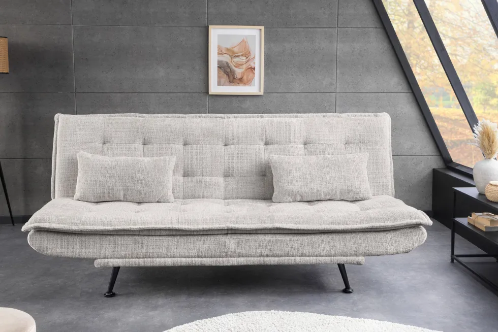Modernes Schlafsofa JAZZ 190cm champagner beige Chenille 3-Sitzer Couch