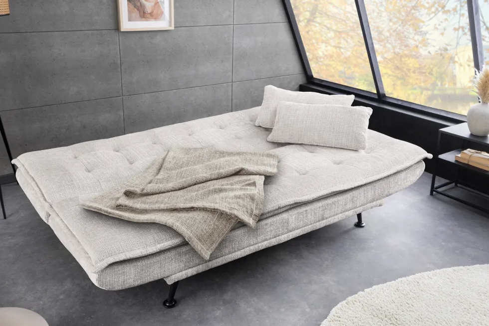 Modernes Schlafsofa JAZZ 190cm champagner beige Chenille 3-Sitzer Couch