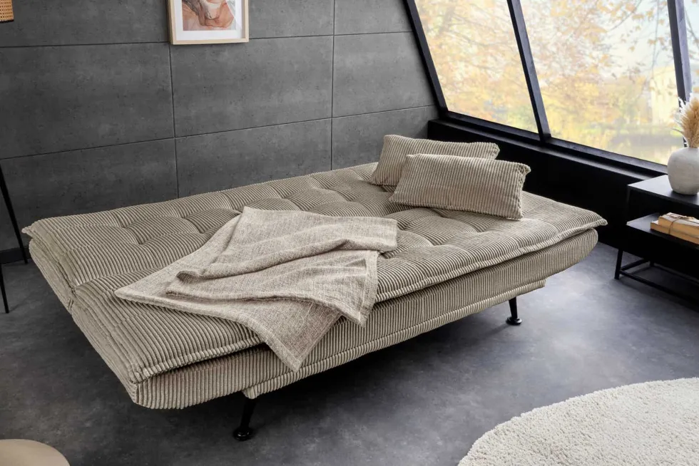 Modernes Schlafsofa JAZZ 190cm greige Cord 3-Sitzer Couch