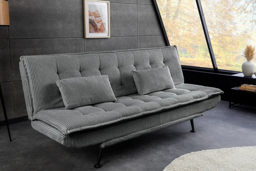 Modernes Schlafsofa JAZZ 190cm grau Cord 3-Sitzer Couch
