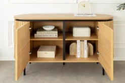 Modernes Sideboard ATELIER 120cm natur Eiche schwarz Metall vier Fächer