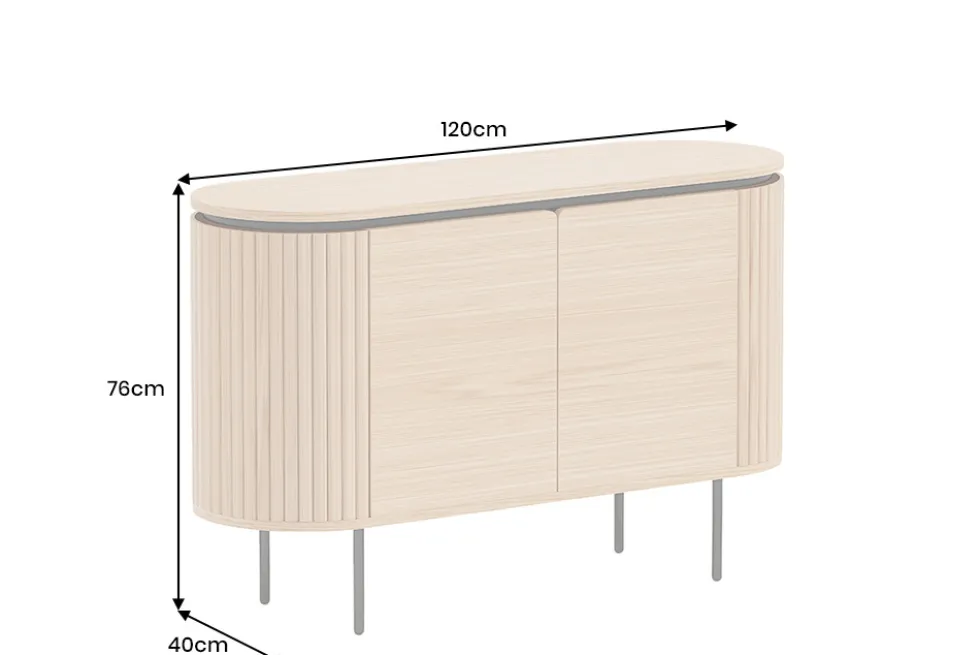 Modernes Sideboard ATELIER 120cm natur Eiche schwarz Metall vier Fächer