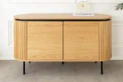 Modernes Sideboard ATELIER 120cm natur Eiche schwarz Metall vier Fächer