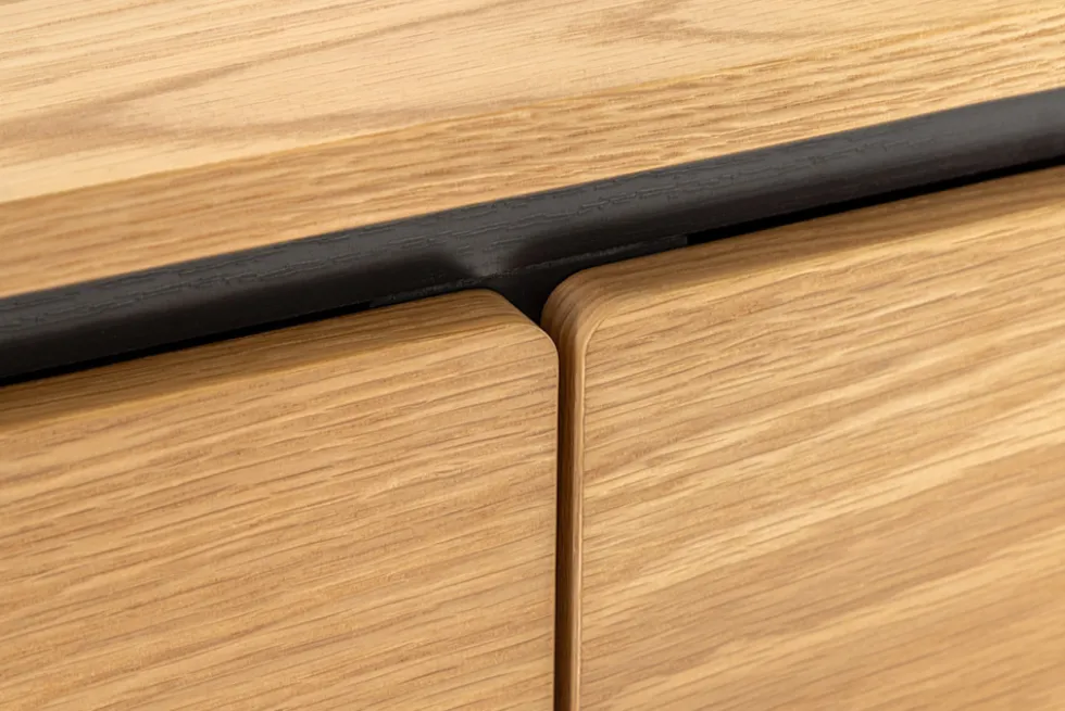 Modernes Sideboard ATELIER 160cm natur Eiche schwarz Metall vier Fächer