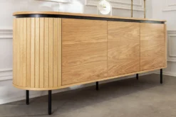 Modernes Sideboard ATELIER 160cm natur Eiche schwarz Metall vier Fächer