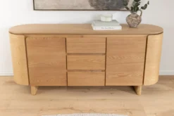 Modernes Sideboard OAK GRAIN 160cm natur Eichenholz vier Fächer mit drei Schubladen
