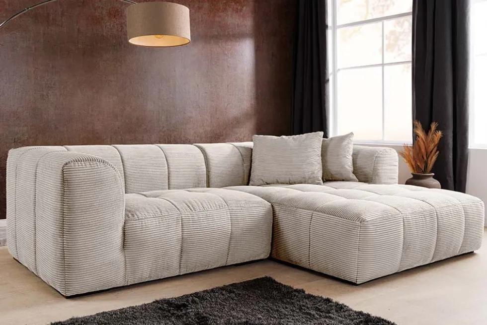 Modernes Sofa ZERO GRAVITY 240cm beige Cord 3-Sitzer Couch