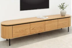 Modernes TV-Board ATELIER 200cm natur Eiche schwarz Metall Lowboard