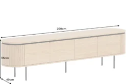 Modernes TV-Board ATELIER 200cm natur Eiche schwarz Metall Lowboard