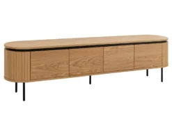 Modernes TV-Board ATELIER 200cm natur Eiche schwarz Metall Lowboard