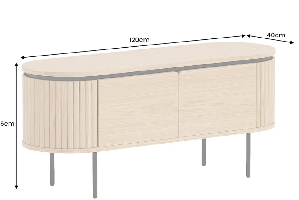 Modernes TV-Board ATELIER 120cm natur Eiche schwarz Metall Lowboard