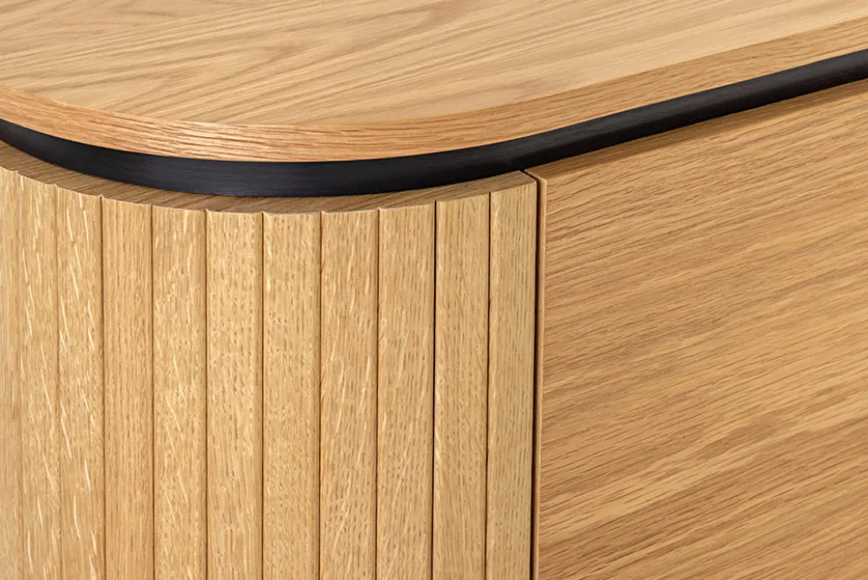 Modernes TV-Board ATELIER 160cm natur Eiche schwarz Metall Lowboard