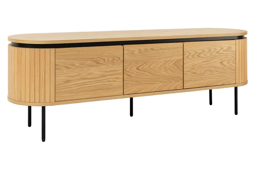 Modernes TV-Board ATELIER 160cm natur Eiche schwarz Metall Lowboard