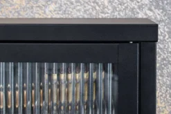 Modernes TV-Lowboard AMSTERDAM 90cm schwarz gold Riffelglas Metall Vitrine Schrank