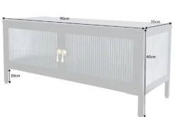 Modernes TV-Lowboard AMSTERDAM 90cm schwarz gold Riffelglas Metall Vitrine Schrank